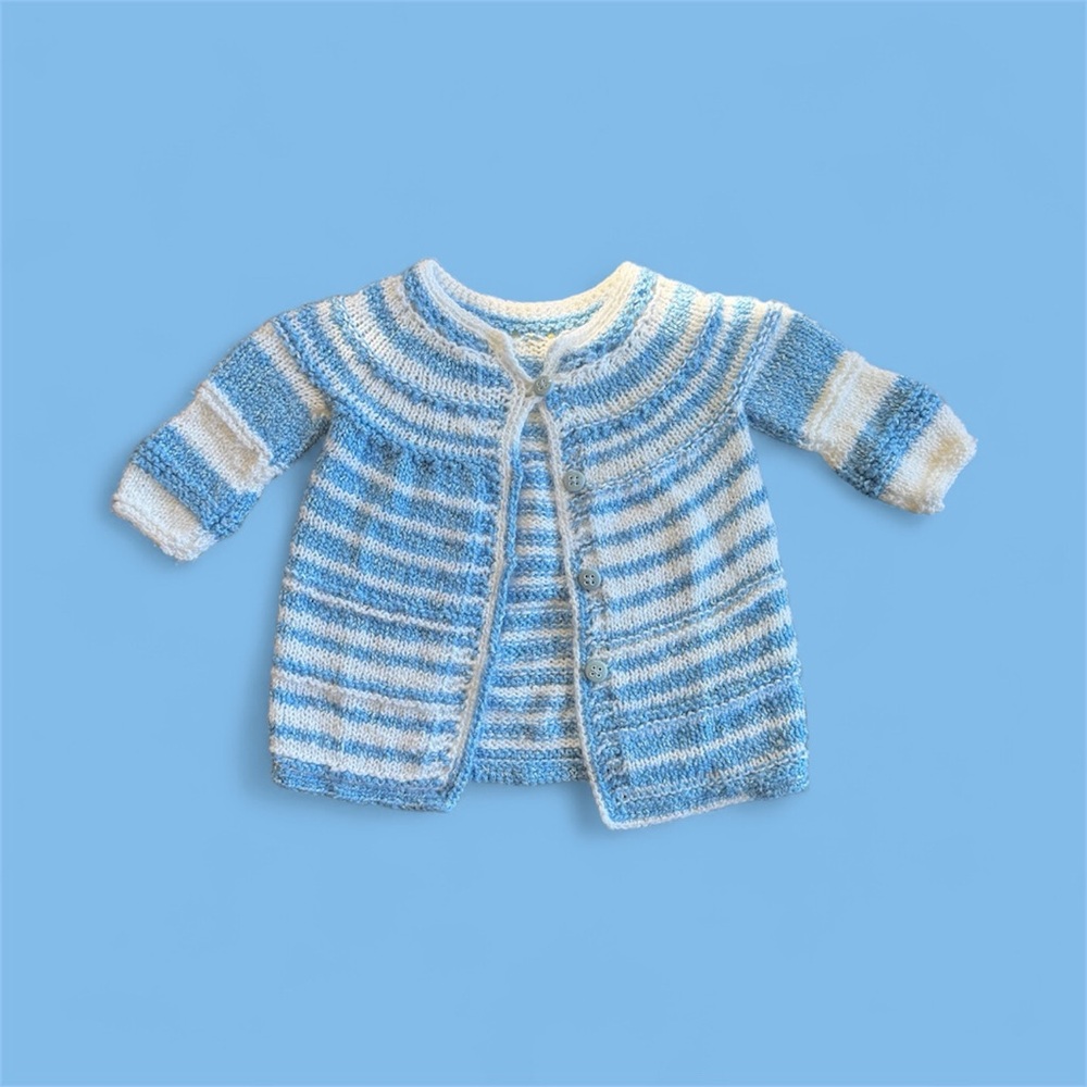 Blue and White Striped Kids Cardigan